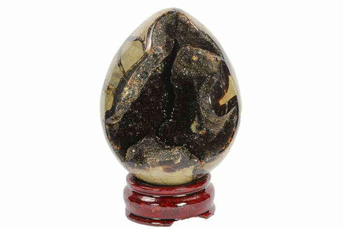 Septarian Dragon Egg Geode - Black Crystals #123043